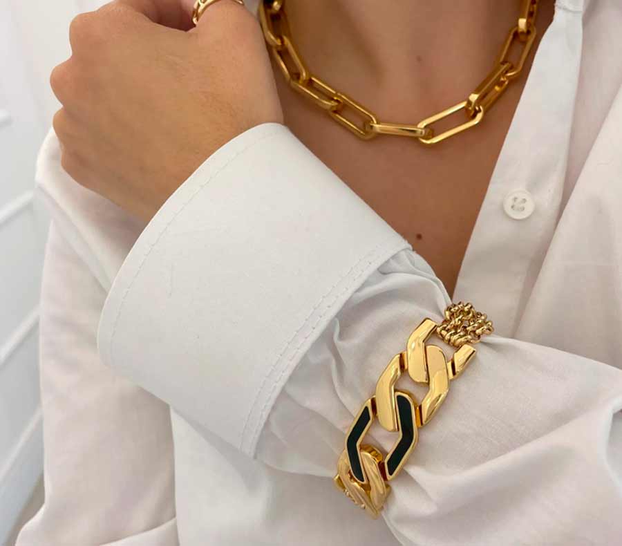 pulseira feminina dourada larga
